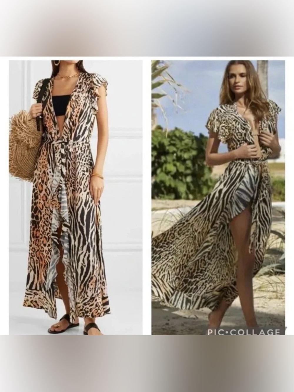 Melissa Odabash Brianna Cheetah Leopard Print Wrap Maxi Dress Women’s Size M